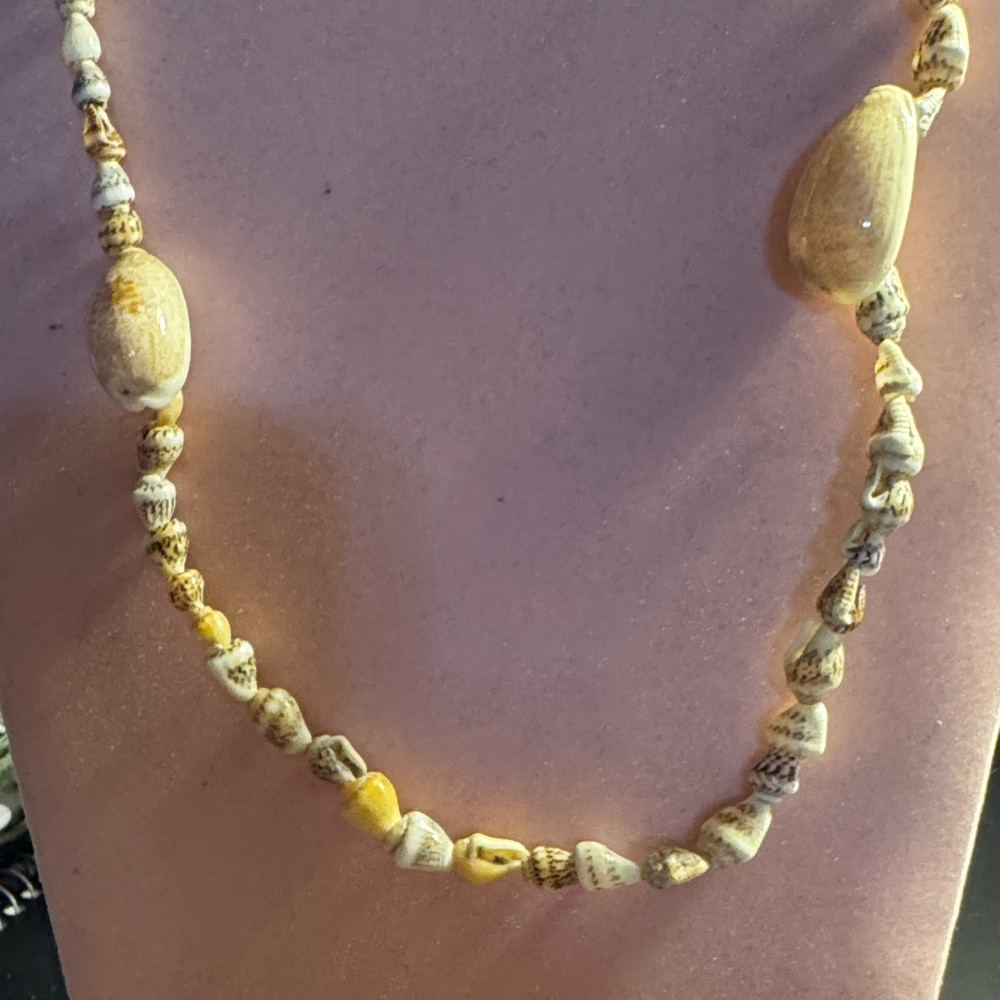 Charming Natural Shell Necklace 16” Long nice Beach necklace
